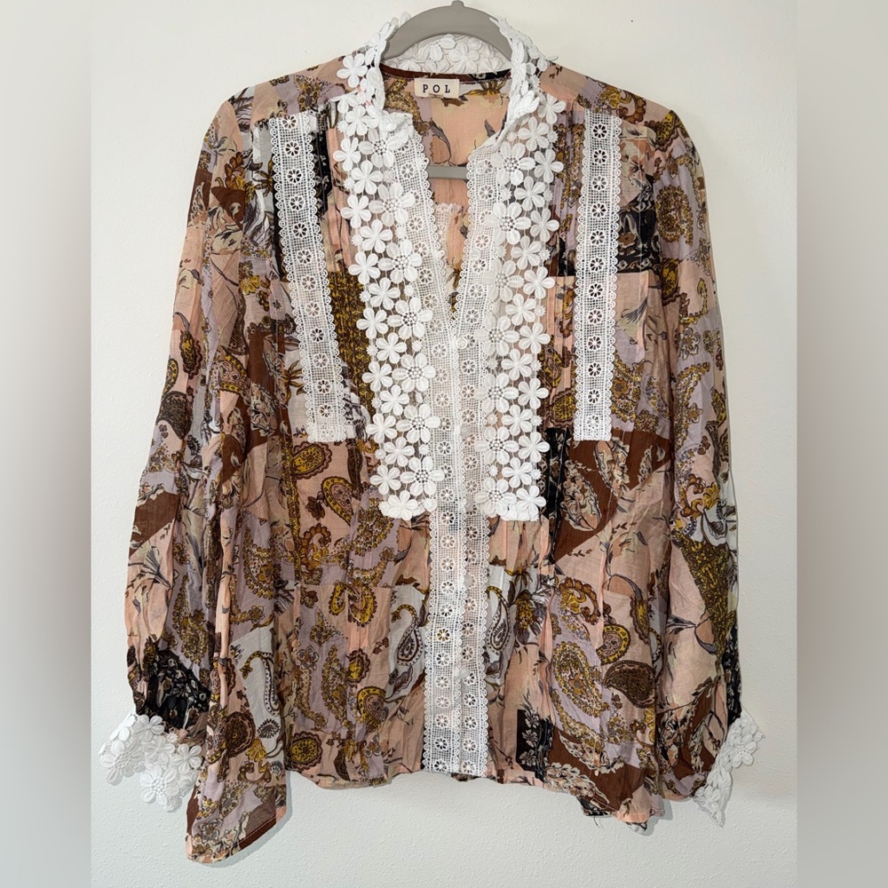 Pol Lace Bohemian Patchwork Button Down Victorian… - image 2